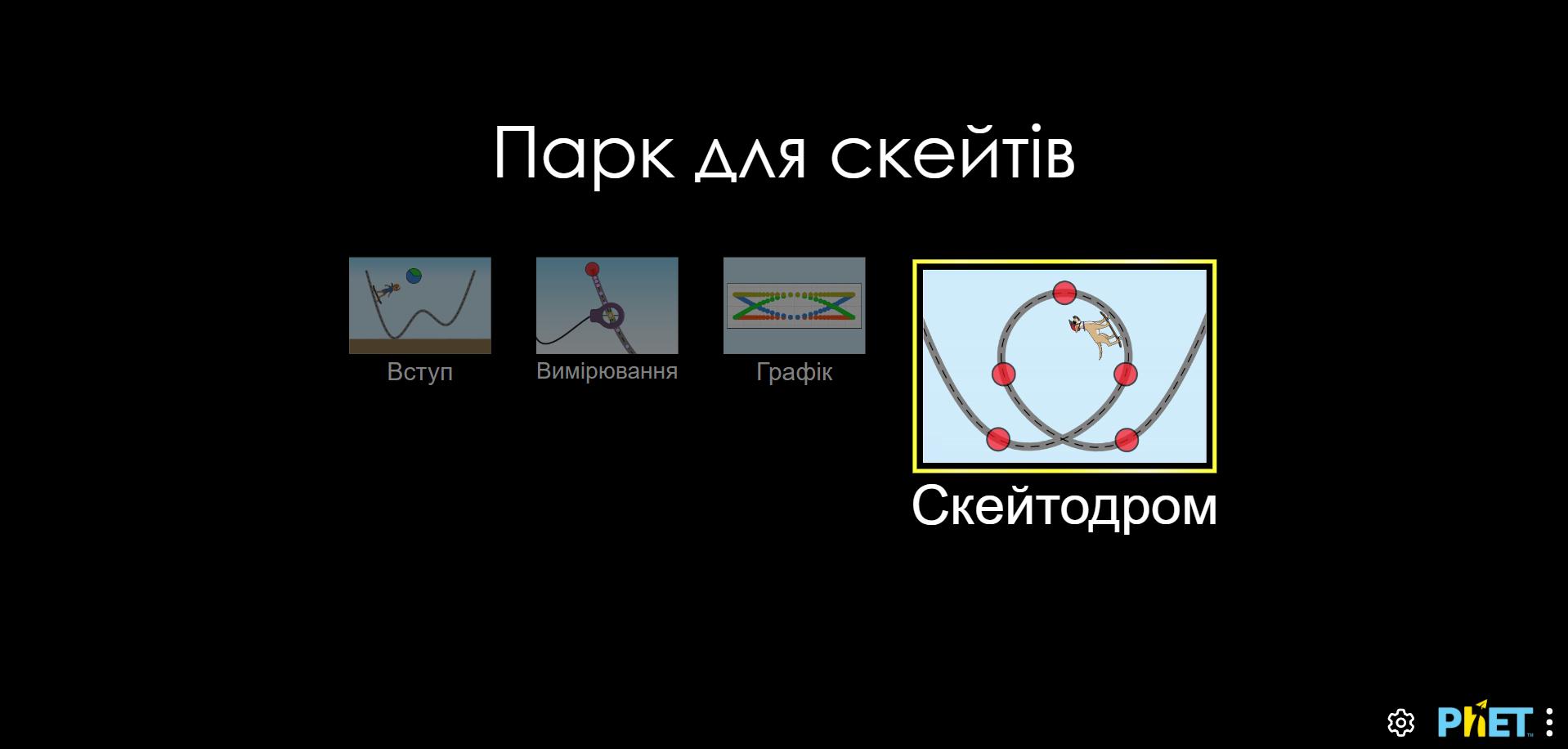 Інтерактивна симуляція Phet (Парк для скейтів)